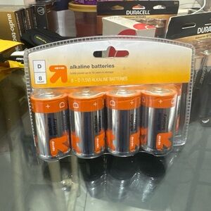 D Alkaline Batteries - Orange and Silver
